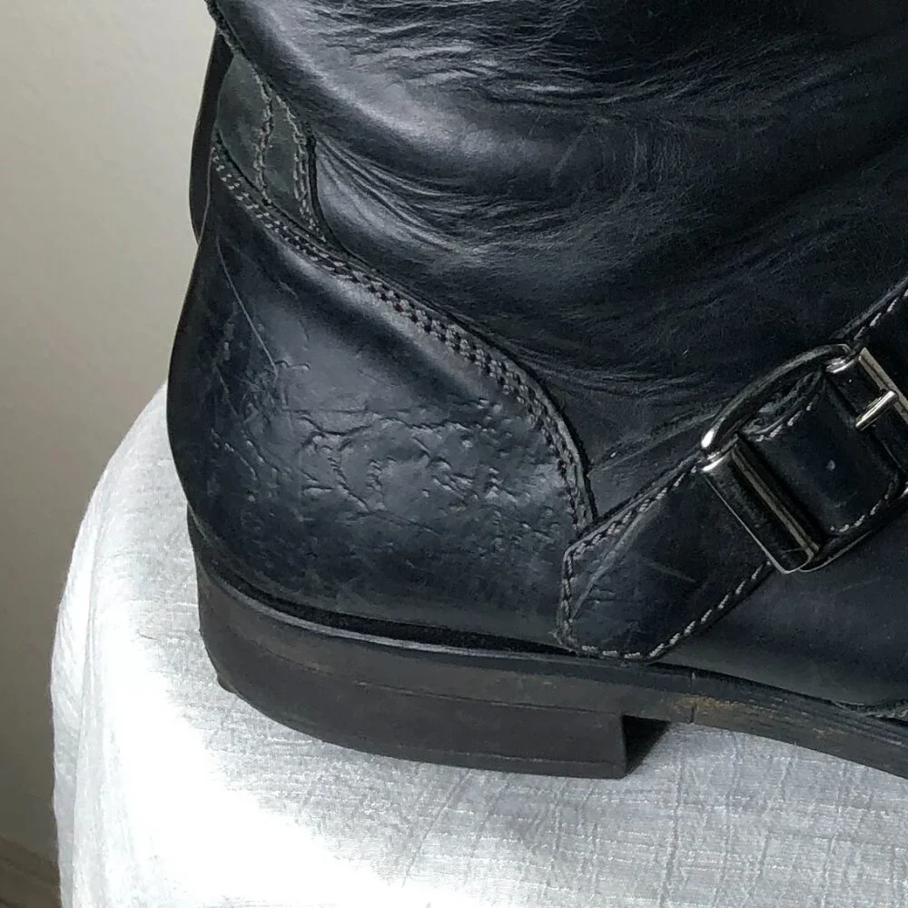 EXCELLENT Men's/ Women's Black Leather Short Zip Boots/ Size 11M - Picture 10 of 10
